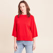 Pull fin col rond manches coudes rouge fluo femme