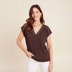 T-shirt manches courtes marron femme