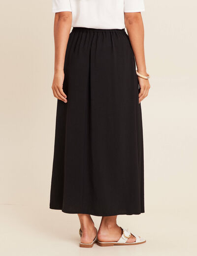 Jupe longue évasée fluide noir femme
