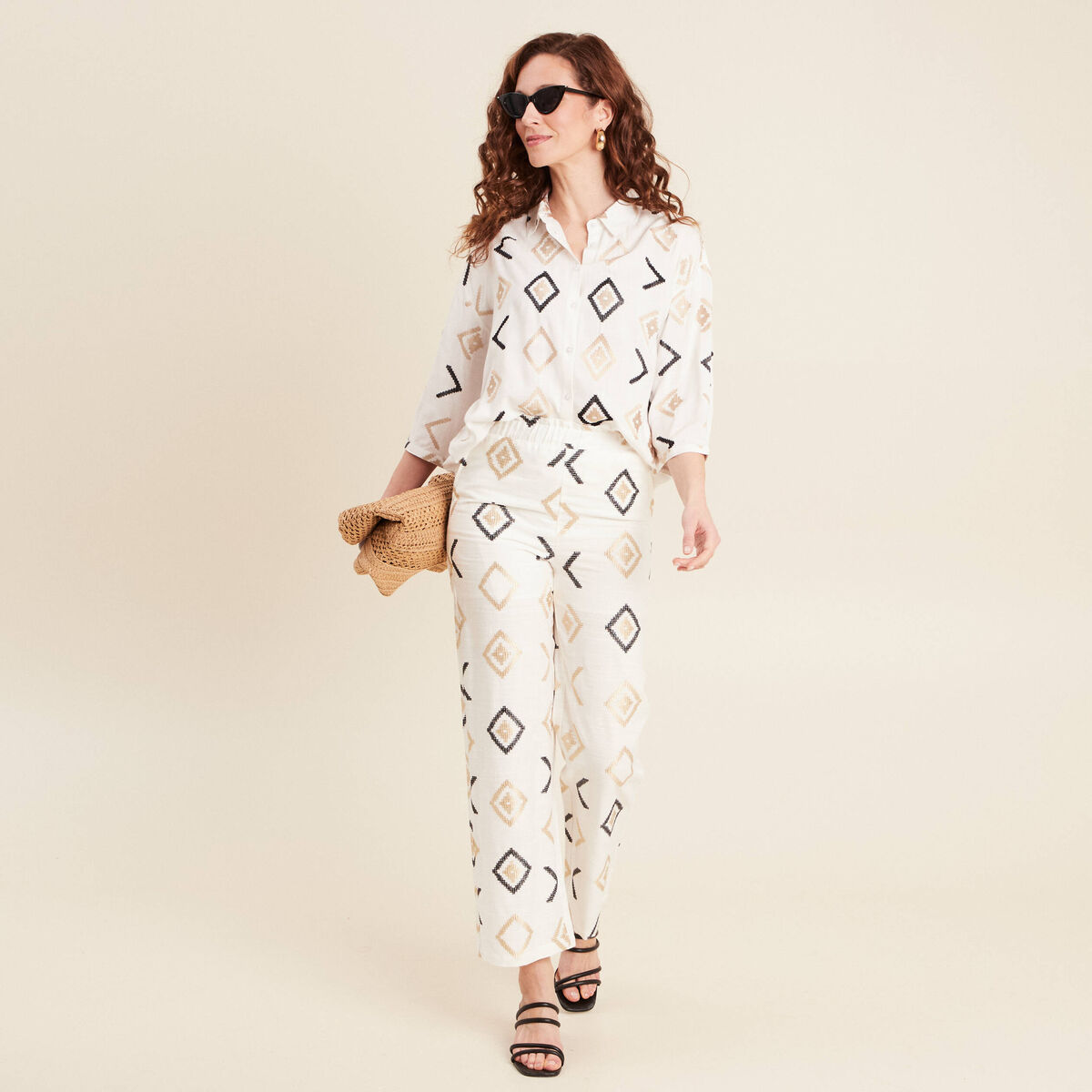 Pantalon droit blanc femme blanc femme