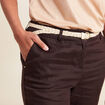 Pantalon flou ceinturé marron foncé femme