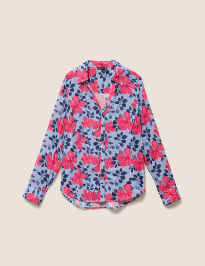 Chemise ajust&eacute;e manches longues bleu fonc&eacute; femme