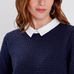 T-shirt manches longues bleu fonc&eacute; femme