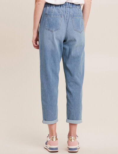 Jean large à coulisse denim double stone femme