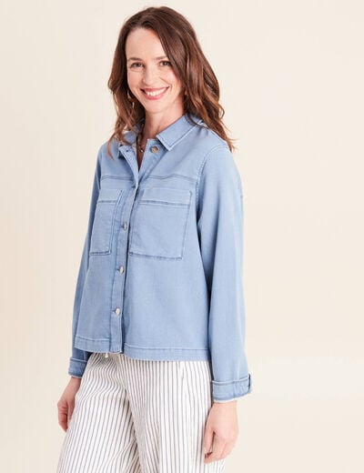Veste jean manches longues denim bleach femme