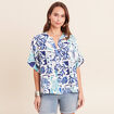 Chemise ample manches courtes fluide bleu femme