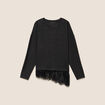 Pull col rond manches longues dentelle gris fonc&eacute; femme