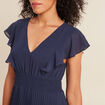 Robe longue &eacute;vas&eacute;e &agrave; volants bleu marine femme