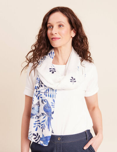 Foulard imprim&eacute; bleu fonc&eacute; femme