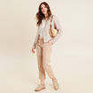 Pantalon flou ceinturé sable femme