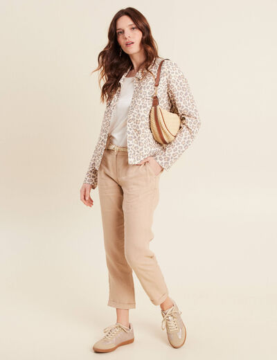 Pantalon flou ceinturé sable femme