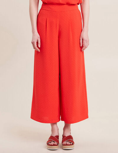 Pantalon large élastiqué orange femme