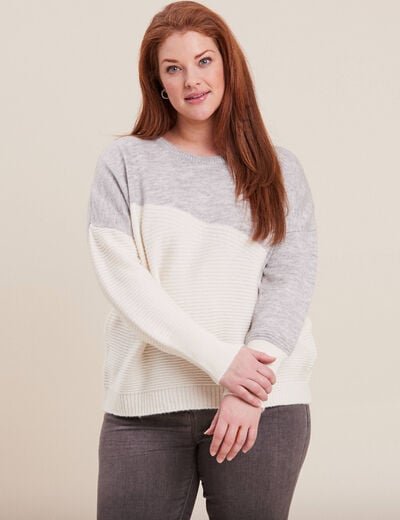 Pull manches longues gris femme
