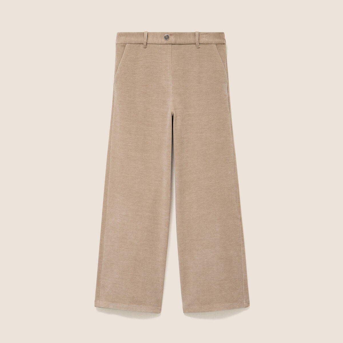 Pantalon loose en velours beige femme
