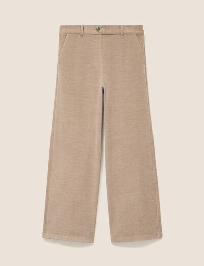 Pantalon loose en velours beige femme