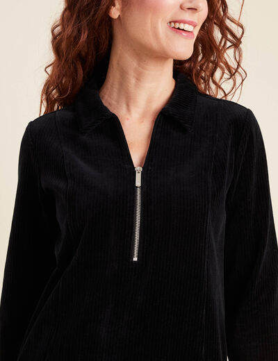 Robe droite velours noir femme
