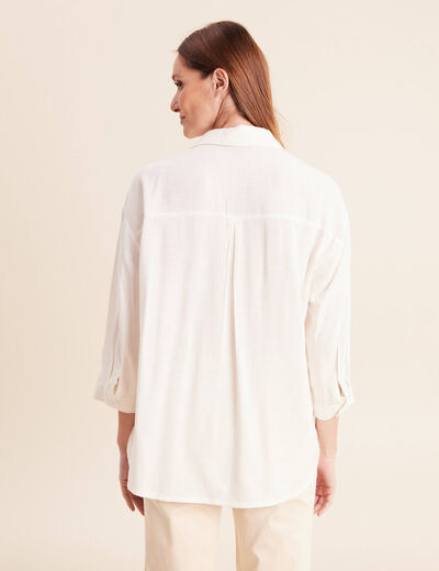 Chemise ample manches 3/4 col chemise ecru femme