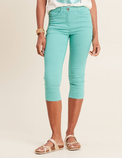 Pantacourt droit taille standard vert émeraude femme