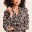 Chemise cintr&eacute;e manches longues fluide noir femme