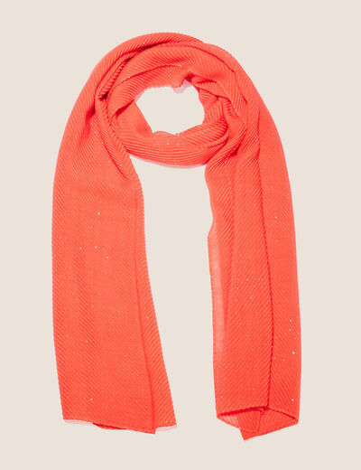 Foulard plissé paillettes orange foncé femme