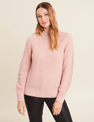 Pull manches longues vieux rose femme
