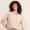 Chemise en coton brod&eacute;e manches longues marron femme