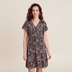 Robe évasée manches courtes noir femme