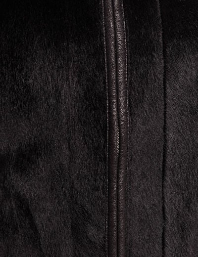 Veste sans manches sans col marron fonc&eacute; noir femme