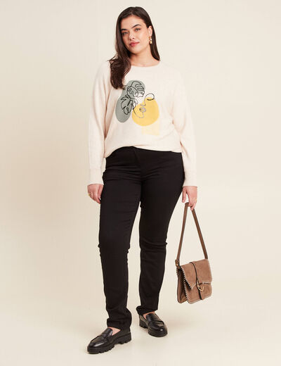 Pull manches longues creme femme