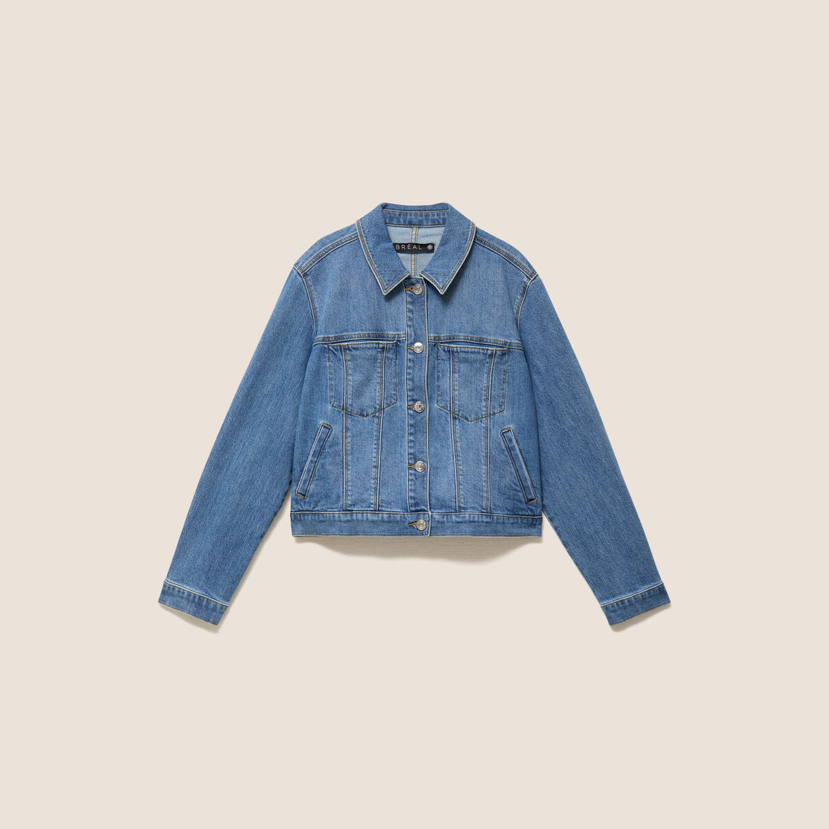 Veste jean manches longues denim double stone femme