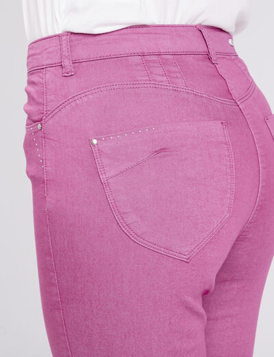 Pantacourt droit taille haute violet femme