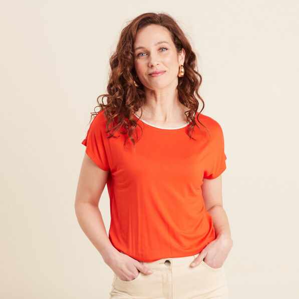 t shirt manches courtes orange fonce femme T-shirt manches courtes orange foncé femme