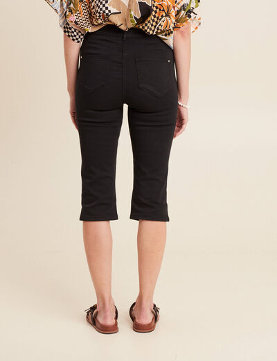 Pantacourt droit taille haute noir femme