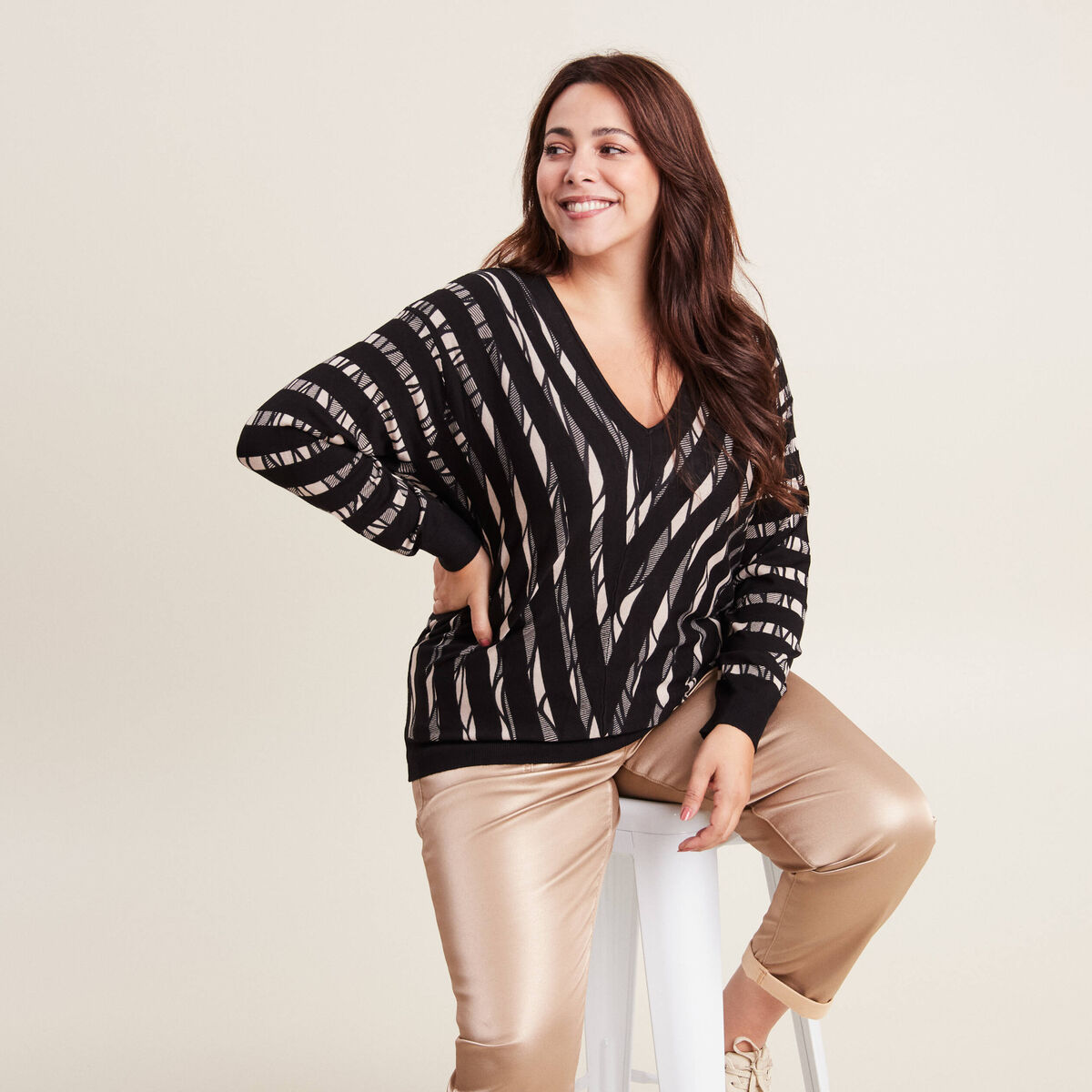 Pull manches longues noir femme