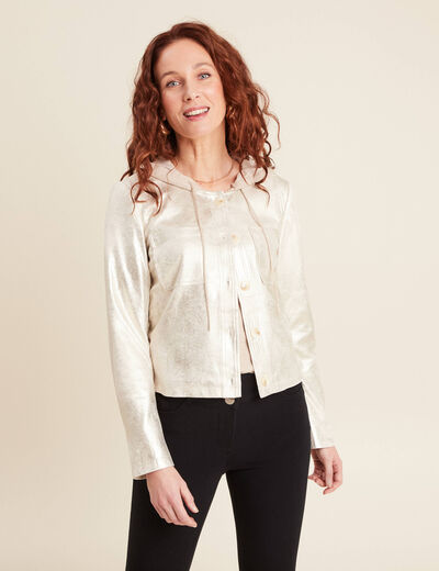 Blouson suédine métallisé couleur or femme