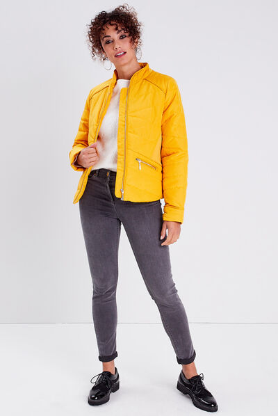Doudoune droite jaune or femme