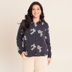 Chemisier droit manches longues fluide bleu marine femme