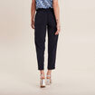 Pantalon flou ceinturé bleu foncé femme