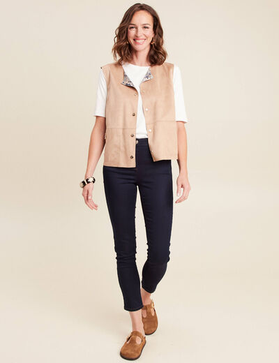 Veste r&eacute;versible cintr&eacute;e sans manches beige femme