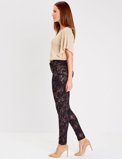 Pantalon ajusté denim noir femme