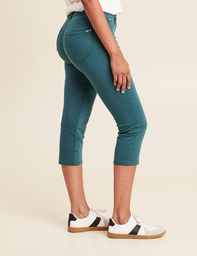 Pantacourt droit taille standard vert femme