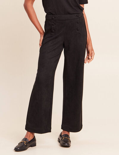 Pantalon aspect daim noir femme