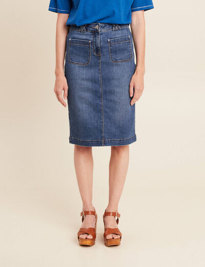 Jupe en jean longueur genou denim stone femme