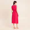 Robe &eacute;vas&eacute;e 3/4 sans manches ceinture rose fushia femme