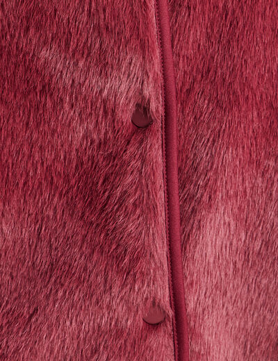 Gilet droit sans manches fausse fourrure bordeaux femme
