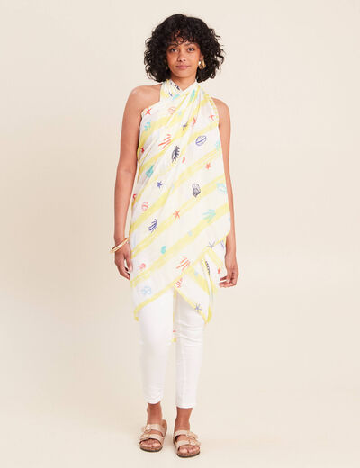 Foulard ou Par&eacute;o jaune pastel femme