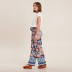 Pantalon large fluide bleu femme