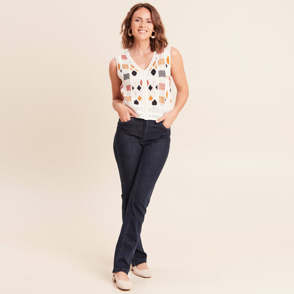 Gilet sans manches blanc femme
