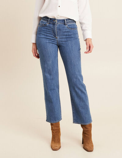 Jean large 7/8ème taille haute denim stone femme