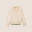Pull ajust&eacute; col v manches longues couleur or femme